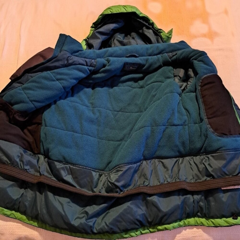 L. L. Bean boys size XL or 18 green & gray winter jacket fleece lined body - Picture 2 of 9